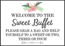 Sweet Treats Table Candy Cart Metal Sign Wedding Birthday Christening Plaque