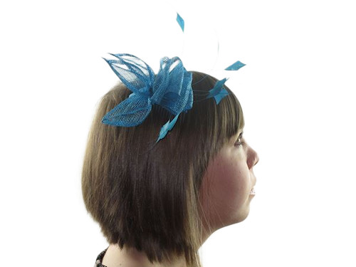 Teal blue fascinator hair comb - fascinator,