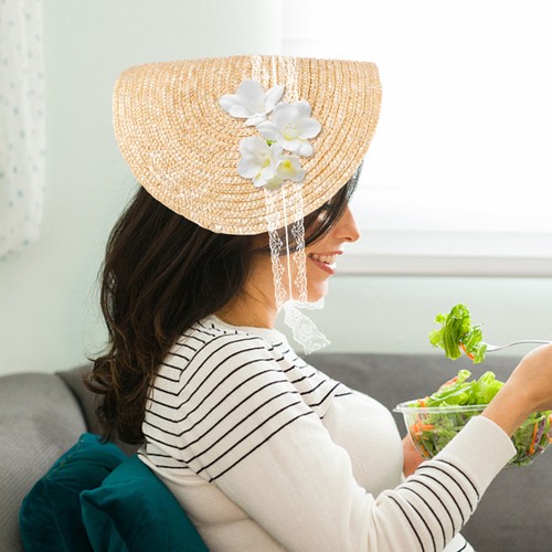 Straw bonnet women flat - straw,