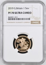 2019 Royal Mint UK Gold Proof Full Sovereign NGC PF70 Ultra Cameo