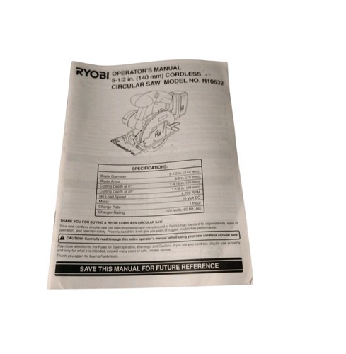 Instruction manual ryobi 18v - manual,
