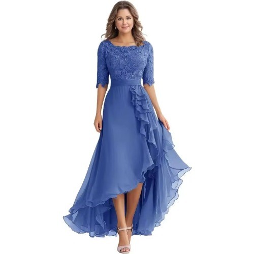 Lace applique chiffon half - chiffon,