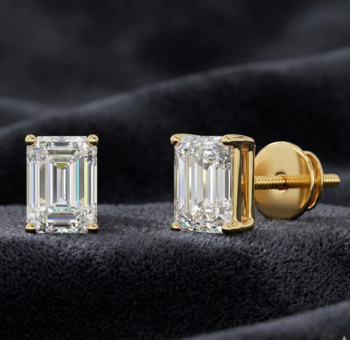 Emerald cut diamond earrings - cut, 2