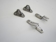 DINGHY TRIANGULAR MAST PLATES x 2  + 2 x  HALYARD LOCKS stainless steel USED