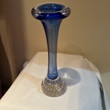 Swedish Blue Stem Vase, With