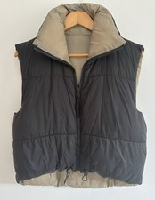 Zara Women’s Reversible Black And Khaki Puffer Cropped Gilet UK Size 8