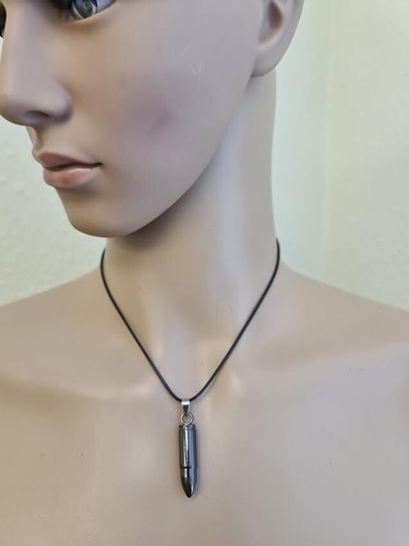 Gunmetal bullet necklace war - necklace,