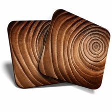 2 x Coasters - Tree Trunk Wood
