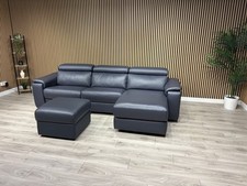 F. Village - Nicoletti DAVIDE Leather Power Chaise Sofa + Stool - RRP £6,040