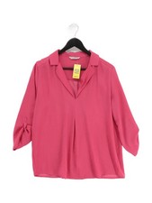 Stradivarius Women's Top L Pink 100% Polyester Long Sleeve V-Neck Basic