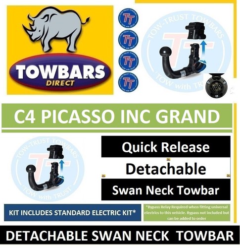 Detachable swan neck towbar - detachable,