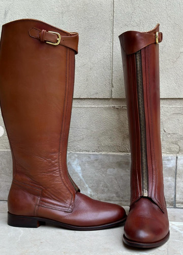 Men brown leather - brown, riding