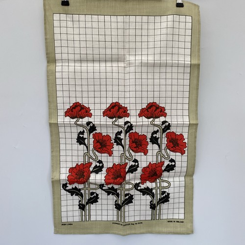 Vintage poppies tea towel - poppies,