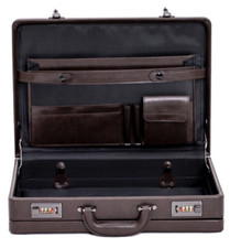 Deluxe Faux Leather Expandable Executive Attache Case Briefcase Dark Brown AR
