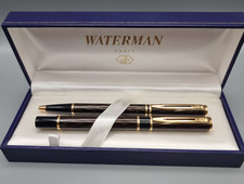 Waterman Laureat Shadowed Amber Pen Set Fountain Pen & Ballpoint Pen Gold Tone