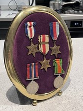 Set Of 5 WW11 Medals On Stand