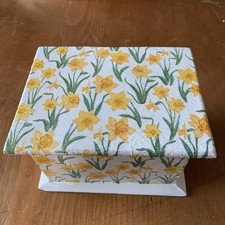 Daffodil Decoupaged Rustic Wooden Box Hinged Lid Storage Trinket Box Home Decor