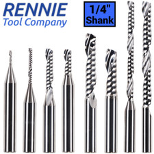 1/4" Shank Solid Carbide Single Flute Up Cut Spiral Router Bit O Flute