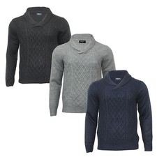 Men's Shawl Neck Winter Knitwear Long Sleeve Regular Fit Light Jumper Sweater