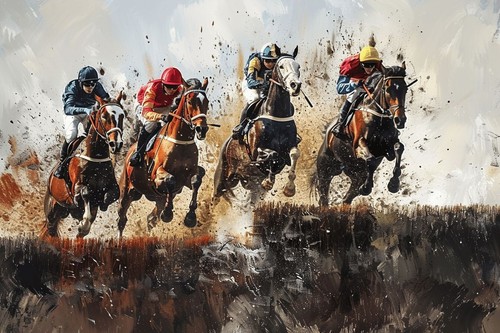 Horse racing canvas picture - horse,