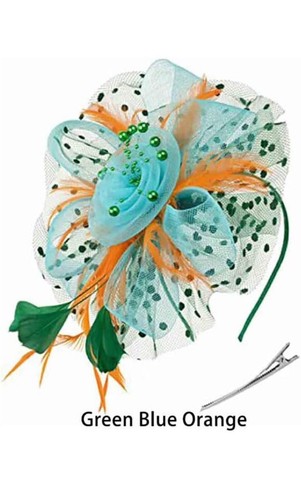 Blue orange green feather - blue/orange/green,