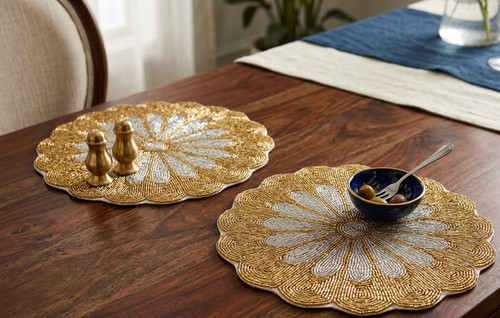 Set flower placemat - set, gold
