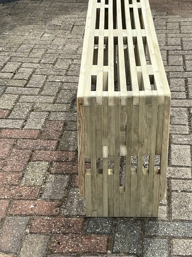 Wooden slatted outdoor bench - wooden,