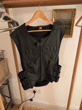 Icon Regulator D3O Leather Motorcycle Vest Black S/M Harley Davidson Indian