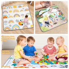 Premium Foldable Baby Play Mat Cotton Washable Non-Slip Playpen Educational