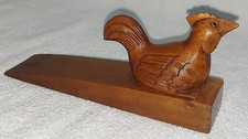 Vintage Wooden Hand Carved Decorative Rooster or Chicken Doorstop /Door Wedge
