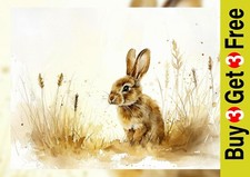Golden Meadow Rabbit Painting