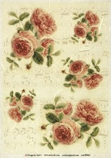 Vintage Pink Roses & Music A4