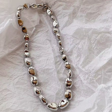 Chunky Silver Pebble Bead