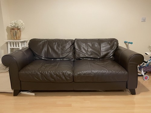 Brown leather piece suite - brown,
