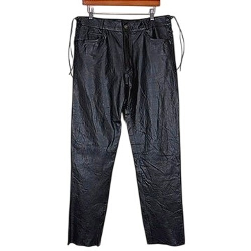 Vintage black leather lace - leather, lace-up