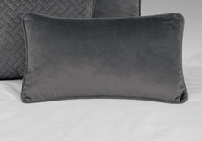 Luxury French Velvet Charcoal Cushion Covers Oblong Design 20" x 12" Beresford 
