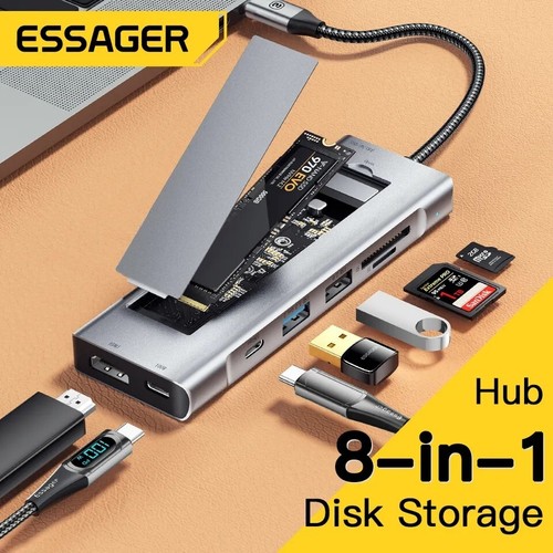 Essager usb hub with - usb-c, disk