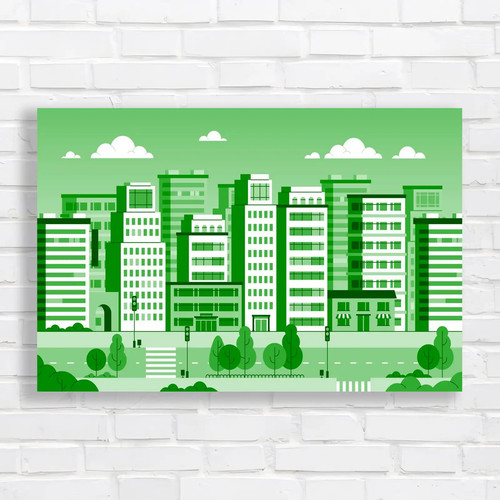 Pastel city landscape - pastel, green