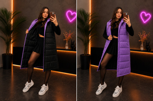 Womens reversible long hooded - womens,