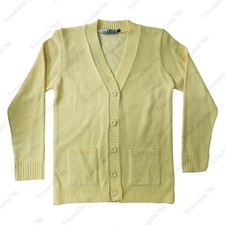 Ladies Plain Knitted Warm Button Up Cardigan With Two Pockets Size S-XL UK Made
