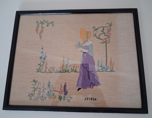 Antique embroidery sampler - embroidery, fj