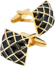 Diamond design cufflinks - cufflinks, black
