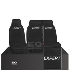 TO FIT PEUGEOT EXPERT - SINGLE + DOUBLE VAN SEAT COVERS BLK - HD WATERPROOF