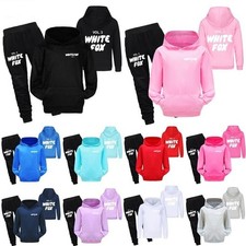 Kids White Casual Hoodie+Pants