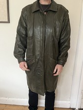 Dark Green Knee Length Leather