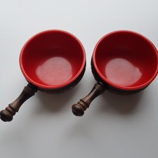 Emsa West German plastic scoop pot bowls retro 1970s kitchen red 10cm vintage