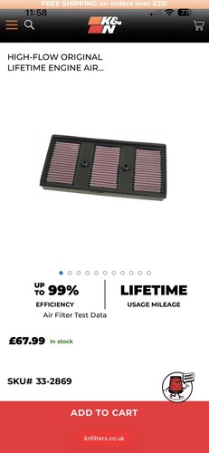 Reusable intake filter - k&n,