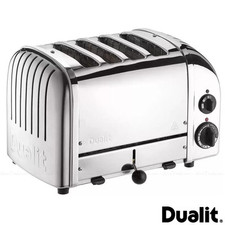 Dualit Classic 4 Slot Toaster With Sandwich Cage Polished Silver Stainless Steel