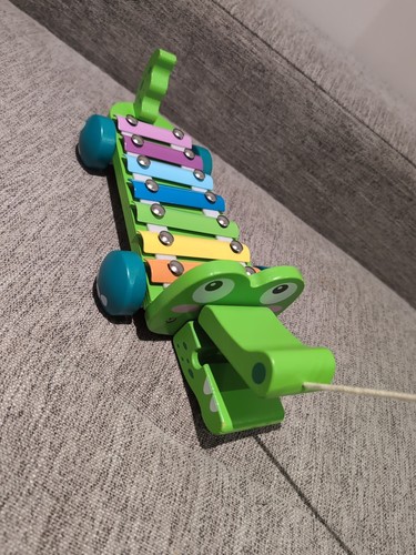 Green wooden pull along - pull,
