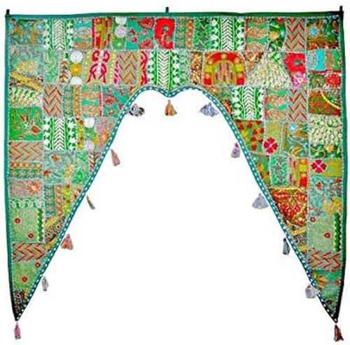 Embroidered patchwork valances - embroidered,